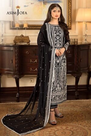 Asim Jofa JHILMIL Chiffon Collection AJJMLC-D21-25 Heavy Embroidered Chiffon 3 Piece Suit