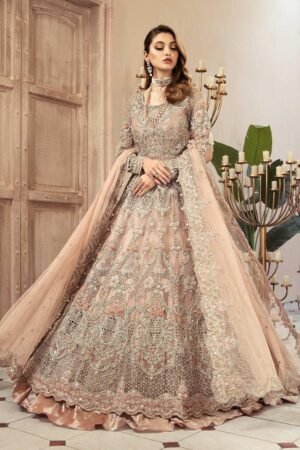 MARIA.B Bridal Wedding Edition Embroidered Maxi Suit | Net Maxi 02 with Silk Trouser
