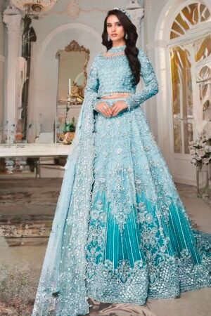 Bridal Wedding Edition Heavy Embroidered Net Maxi with Silk Trouser