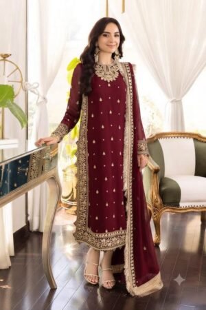 ELAF Chikankari Embroidered Lawn Suit with Khaddi Net Dupatta – 3 Piece