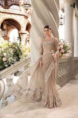 MARAI.B Heavy Embroidered Net Bridal Formal Dress – Luxury Cut Work Pallu & Adda Work Collection